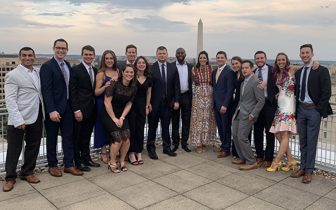 Group photo with Washington Monument